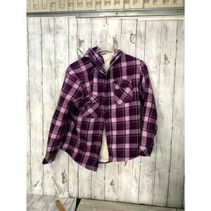 Boston Traders Women's Shacket Size XL Plaided Flannel Sherpa with Hood